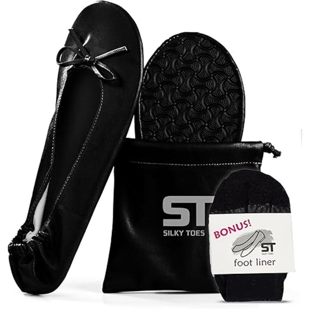 New Silky Toes Womens XL  Foldable Flats Purse Ballet Shoes Ballerina Slippers